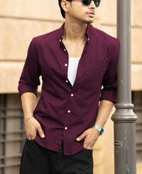 Wine Oxford Shirt 100% Cotton