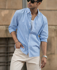 Blue Striped Buttondown Shirt 100% Cotton