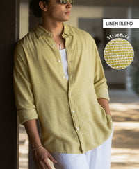 Yellow Linen Blend Structured Shirt