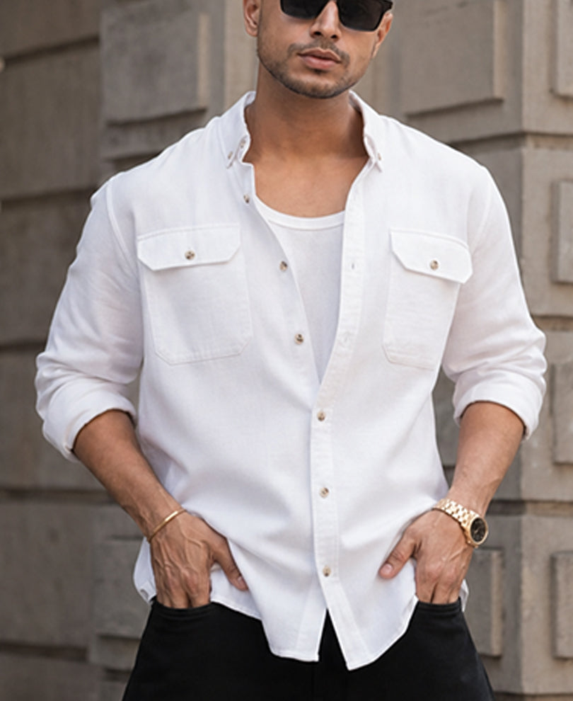 Powerlook Men's White Full Sleeves Shirt