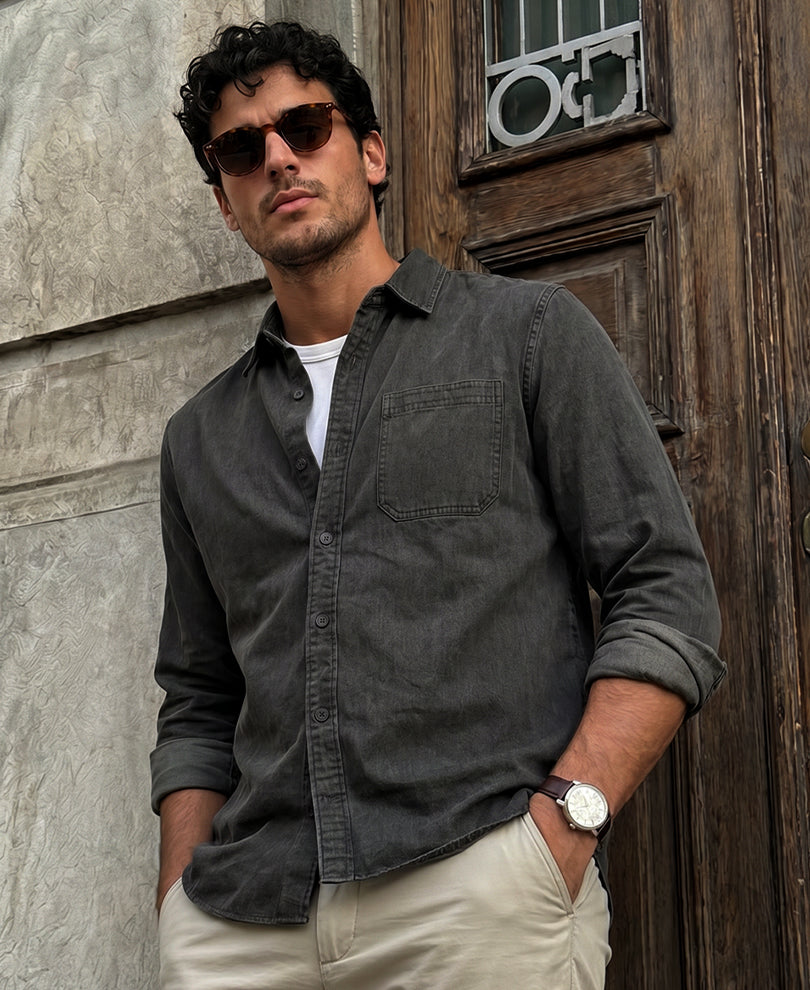 Black Men's Structured Shirt Black