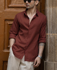 Light Wine Linen Blend Shirt