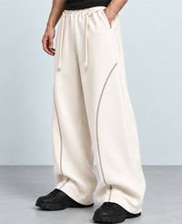 Cream Paneled Baggy Trackpant