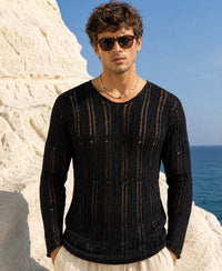 Black Structure Knit T-Shirt 100% Cotton