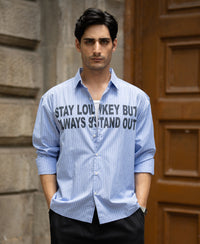 Blue Lightweight Printed Striped Shirt