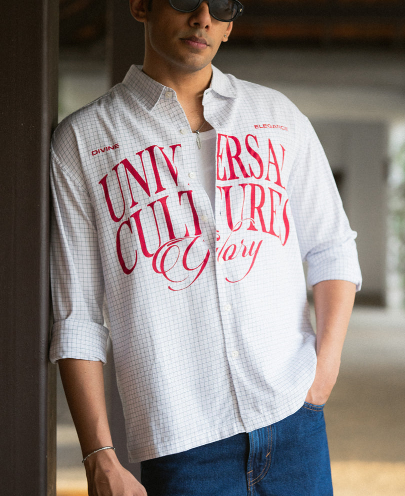 White Micro Checks Printed Shirt - Image 1