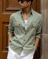 Light Green Double Pocket Lightweight Shirt 100% Cotton