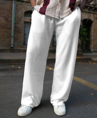 Cream Waffle Baggy Fit Track Pant
