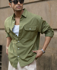 Green Double Pocket Lightweight Shirt 100% Cotton