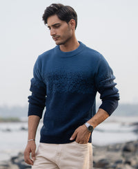 Navy Ombre Jacquard Knit T-Shirt