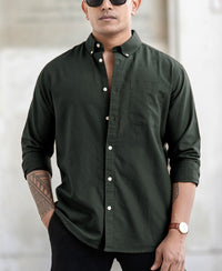 Olive Oxford Shirt 100% Cotton