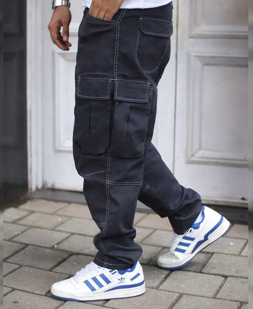 Baggy Jeans- Charcol Grey Side Pocket Cargo Jeans for Men Online