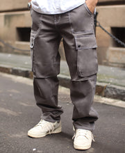 Dark Grey Cargo Pocket Carpenter Cotton Baggy Fit Jeans.