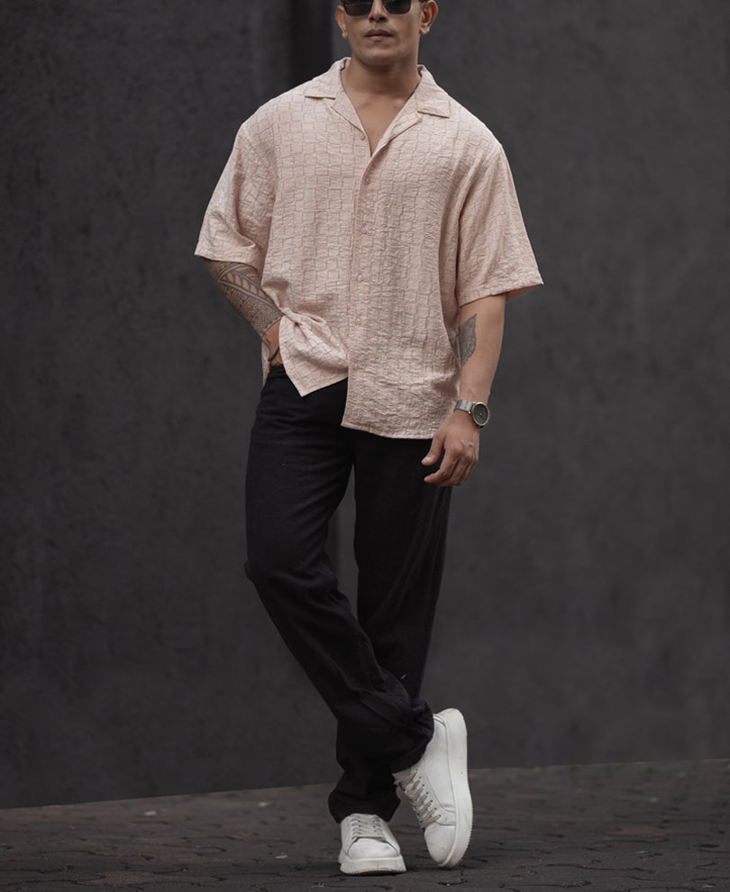 Light Beach Structured Oversized Half Sleeves Shirt.