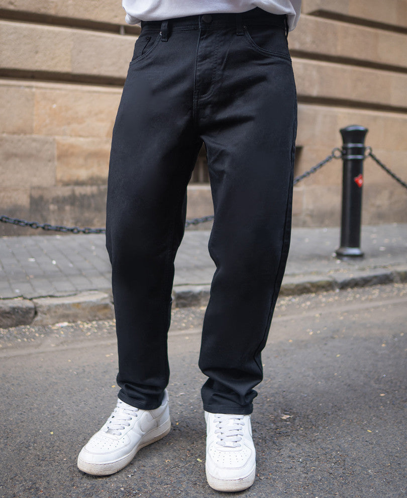 Black Regular Fit Stretchable Jeans.