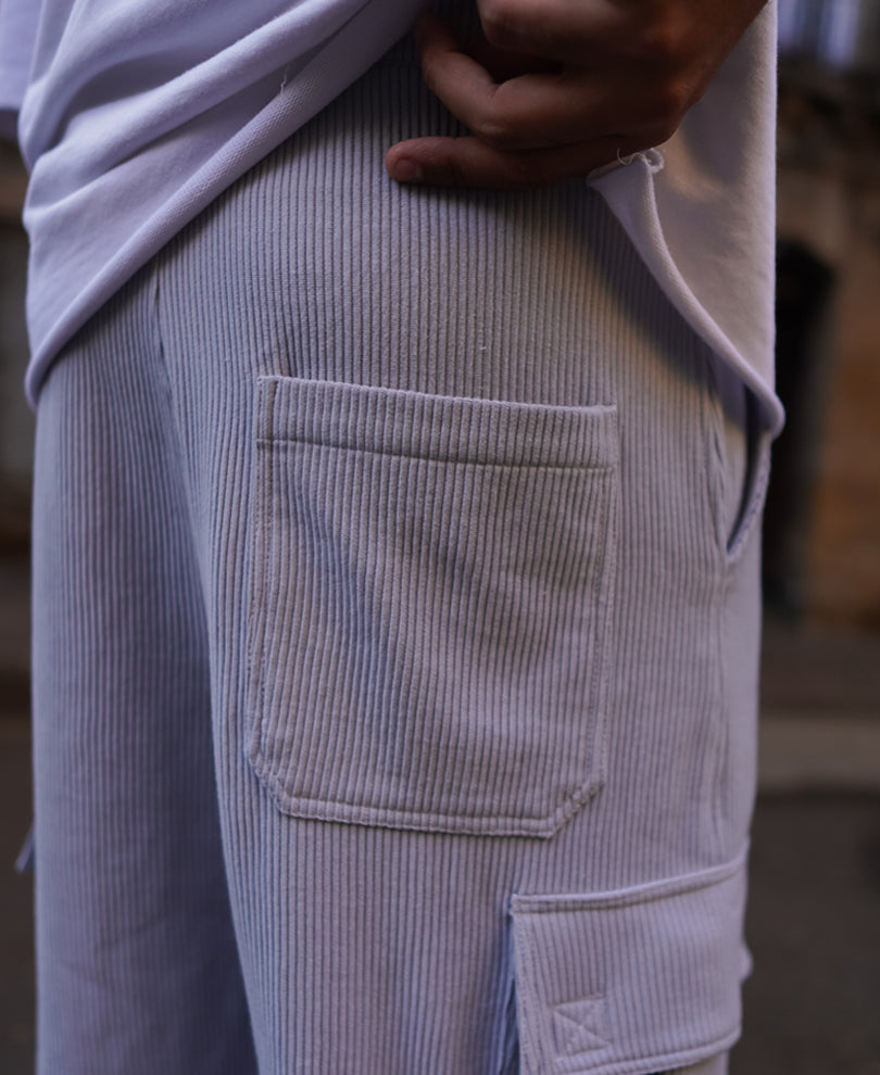 Sky Grey Cargo Pocket Baggy Fit Track Pant.