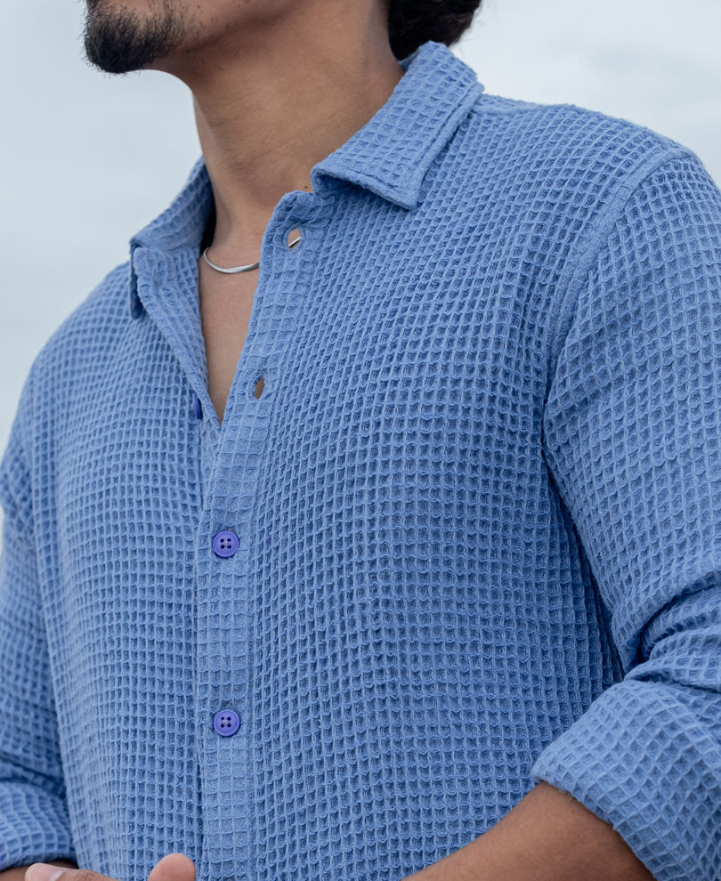 Sky Blue Structured Regular fit Full Sleeves Shirt.