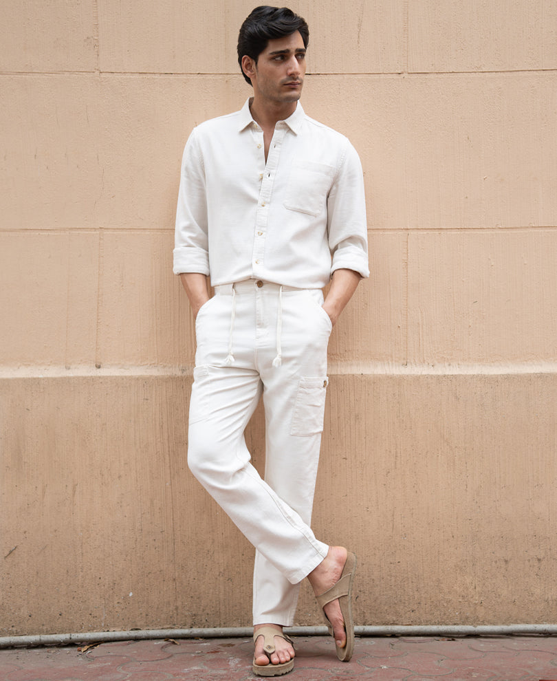 Beige Linen Structured Co-Ord Set.