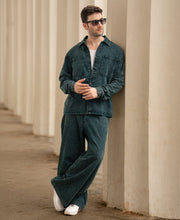 Dark Green Washed Structured Cord Set 100% Cotton