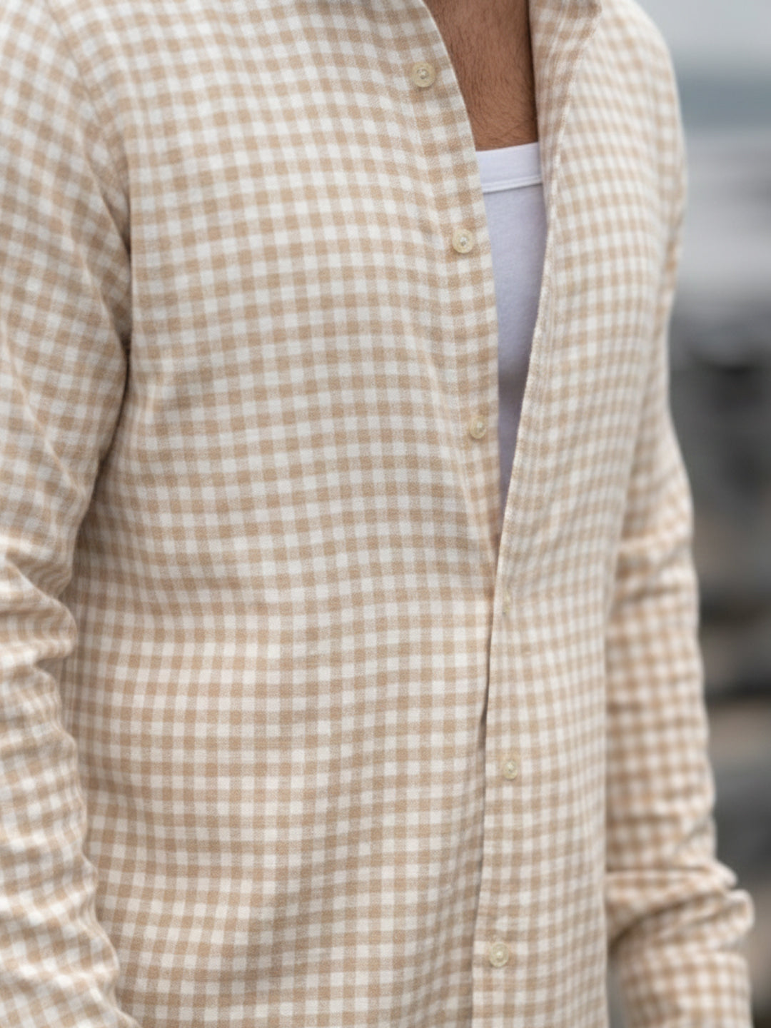 Beige  Checks Shirt.