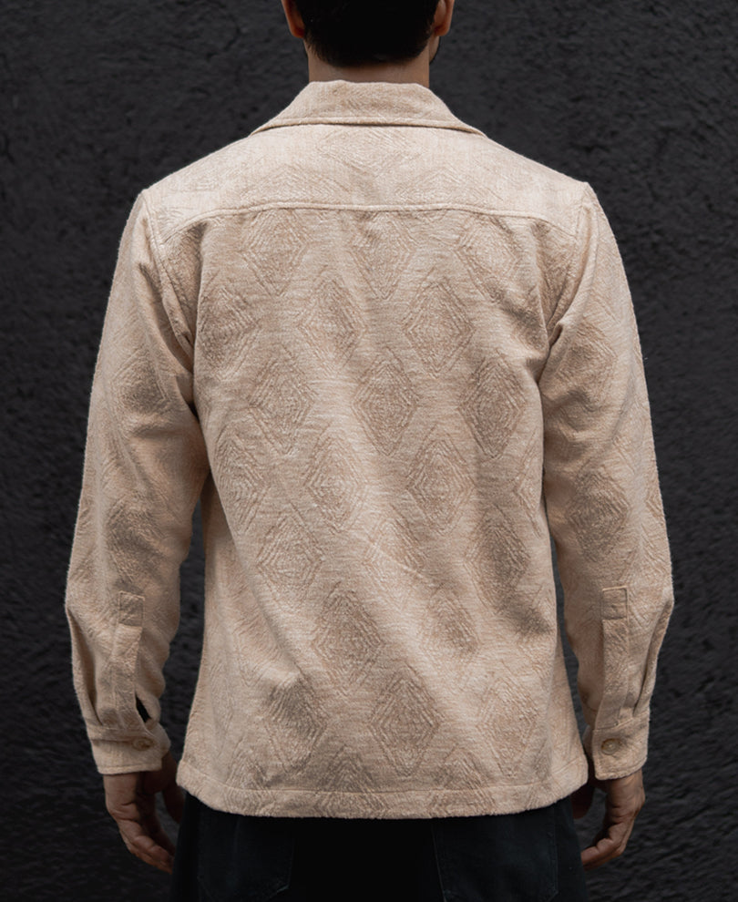 Dark Fawn Regular Fit Full Sleeves Shirt With Zip.