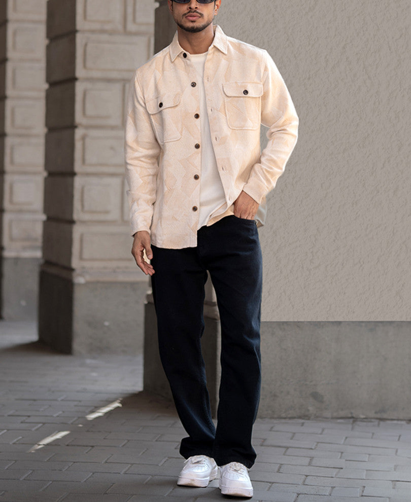 Off-White Double Pockets Regular Fit Full Sleeves Shirt.