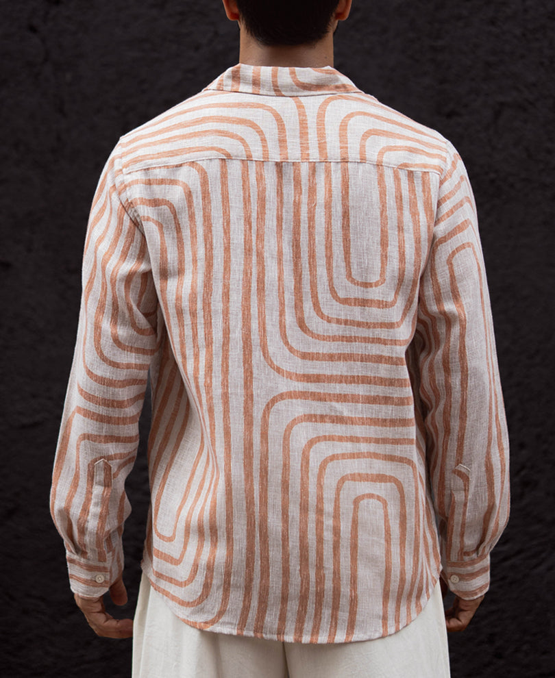 Rust Brown Regular Fit Full Sleeves Shirt.