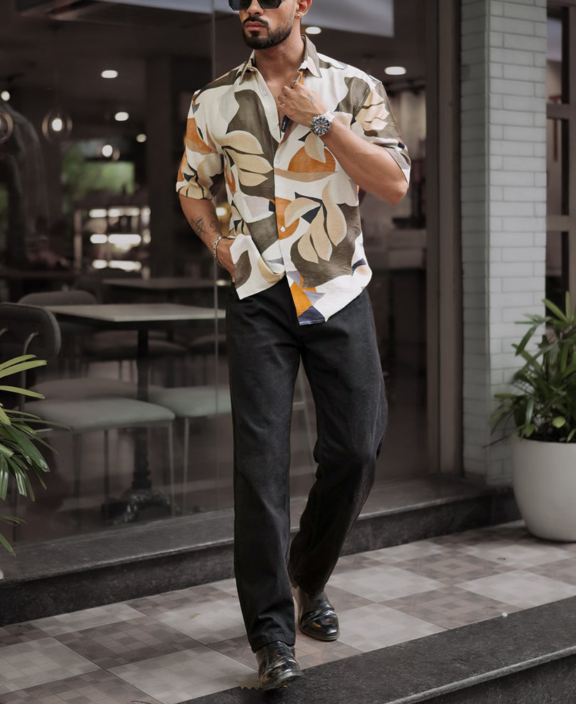 Multi Colour Abstract Print Oversized Half Sleeves Shirt.