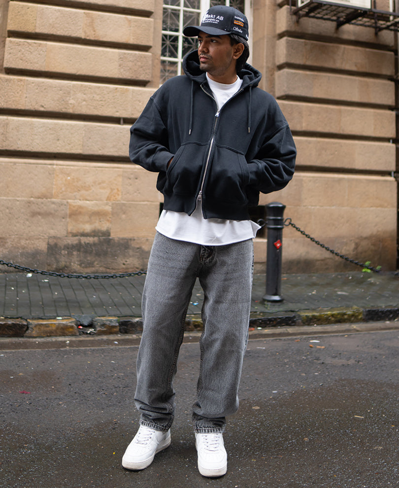 Light Carbon Black Baggy Fit Denim Jeans.
