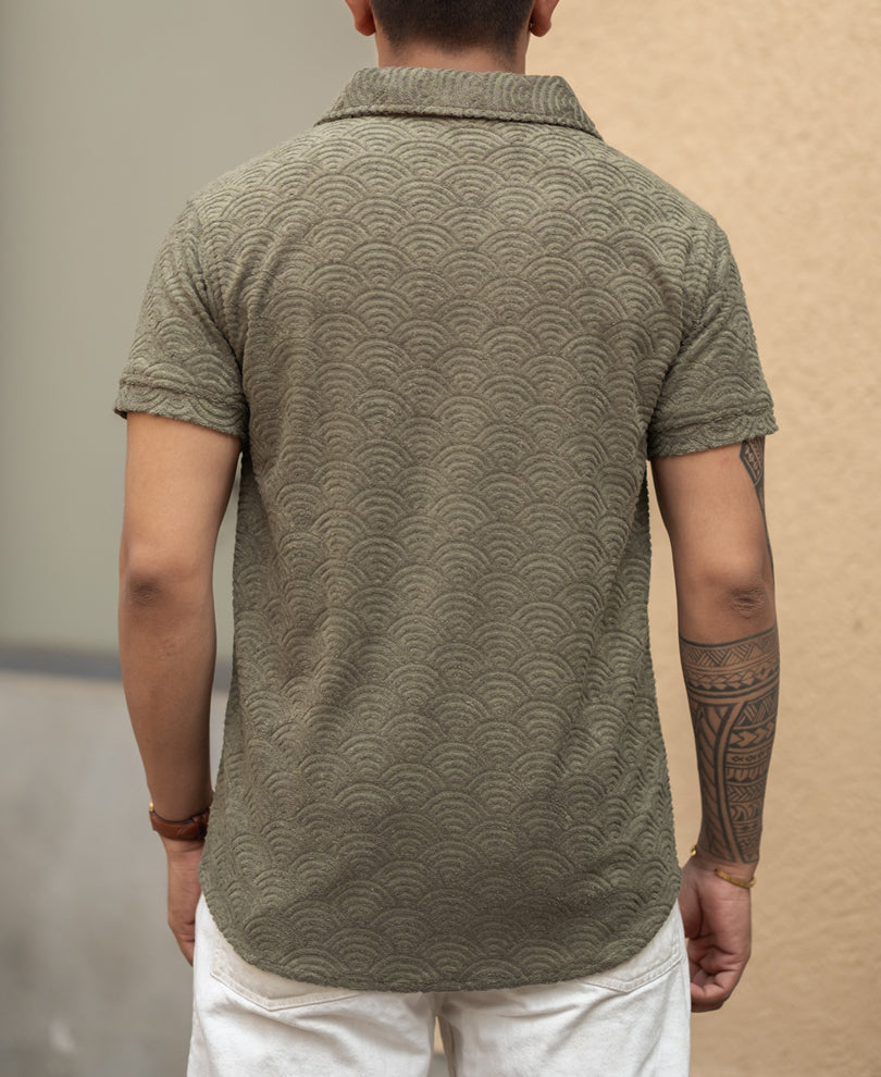 Green Structured Regular fit Polo T-Shirt.