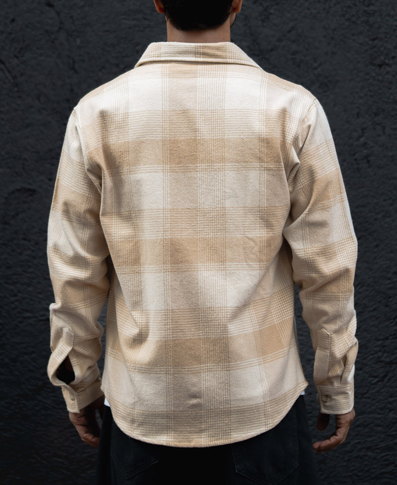 Light Beige Structured Regular Fit Full Sleeves Shirt.