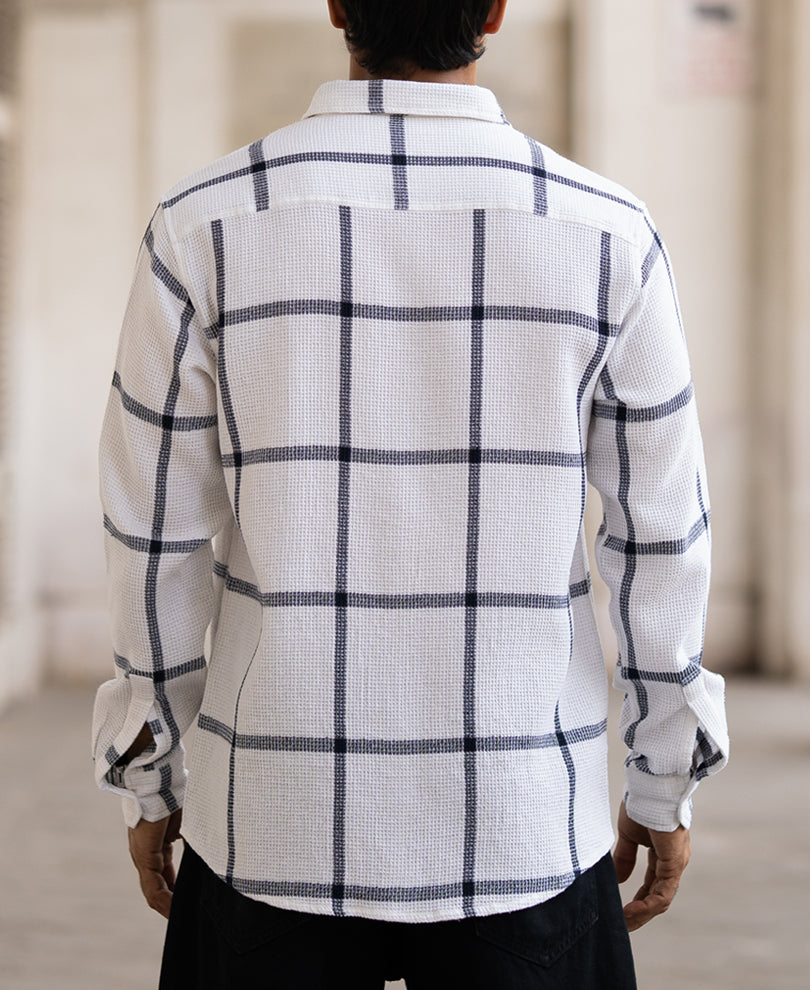 Navy Structure Check Shirt.
