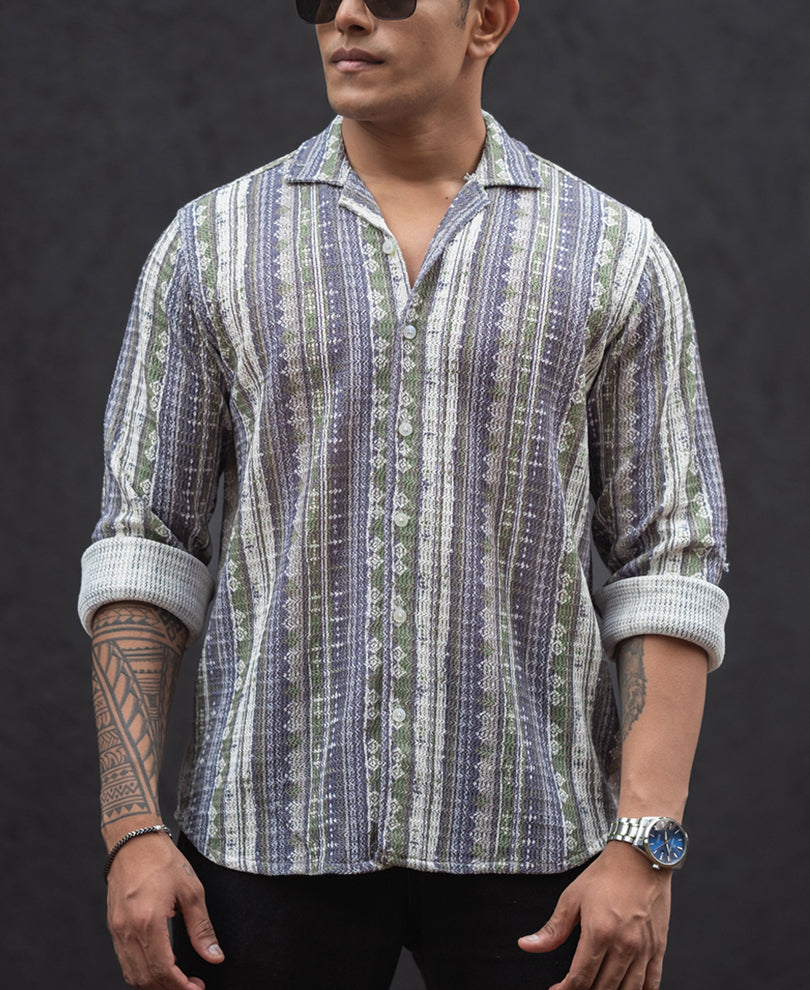 Multicolour Striped Regular Fit Full Sleeves Shirt.