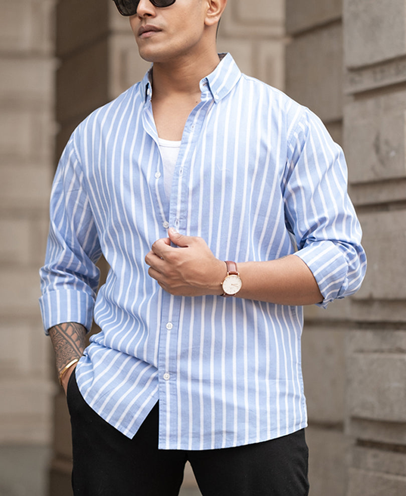 Blue Lightweight Striped Shirt.