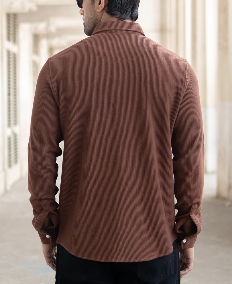 Cocoa Brown Regular Fit Full Sleeve Shirt.