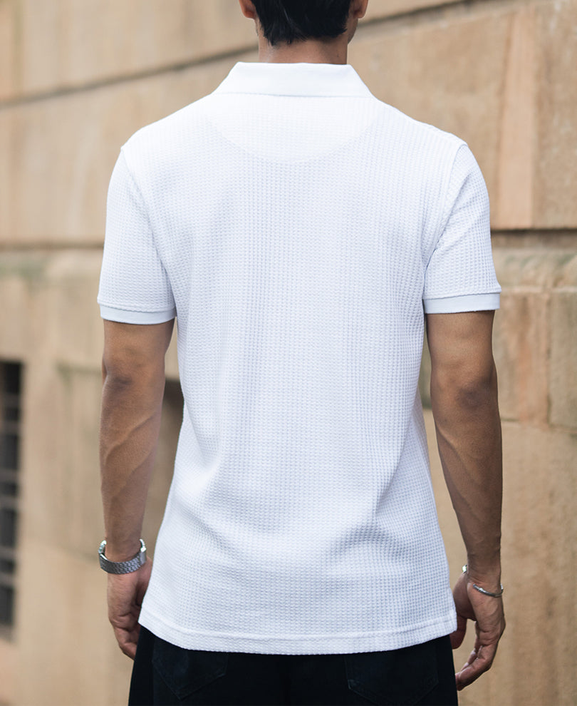 Off-White Waffle Regular Fit Half Sleeves T-Shirt.