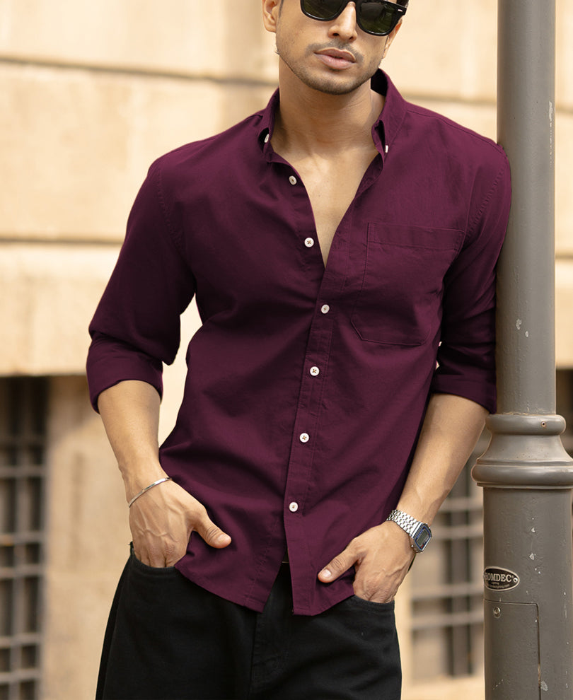 Wine Oxford Shirt.