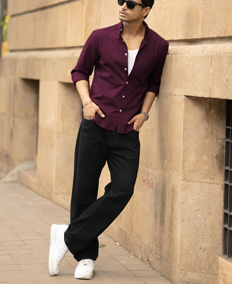 Wine Oxford Shirt.