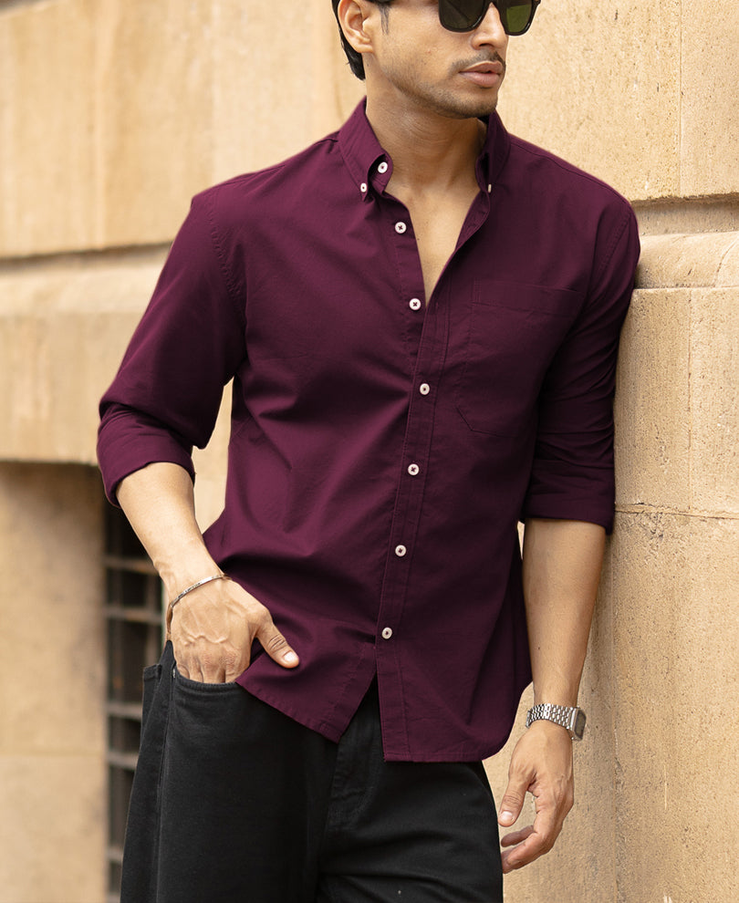 Wine Oxford Shirt.
