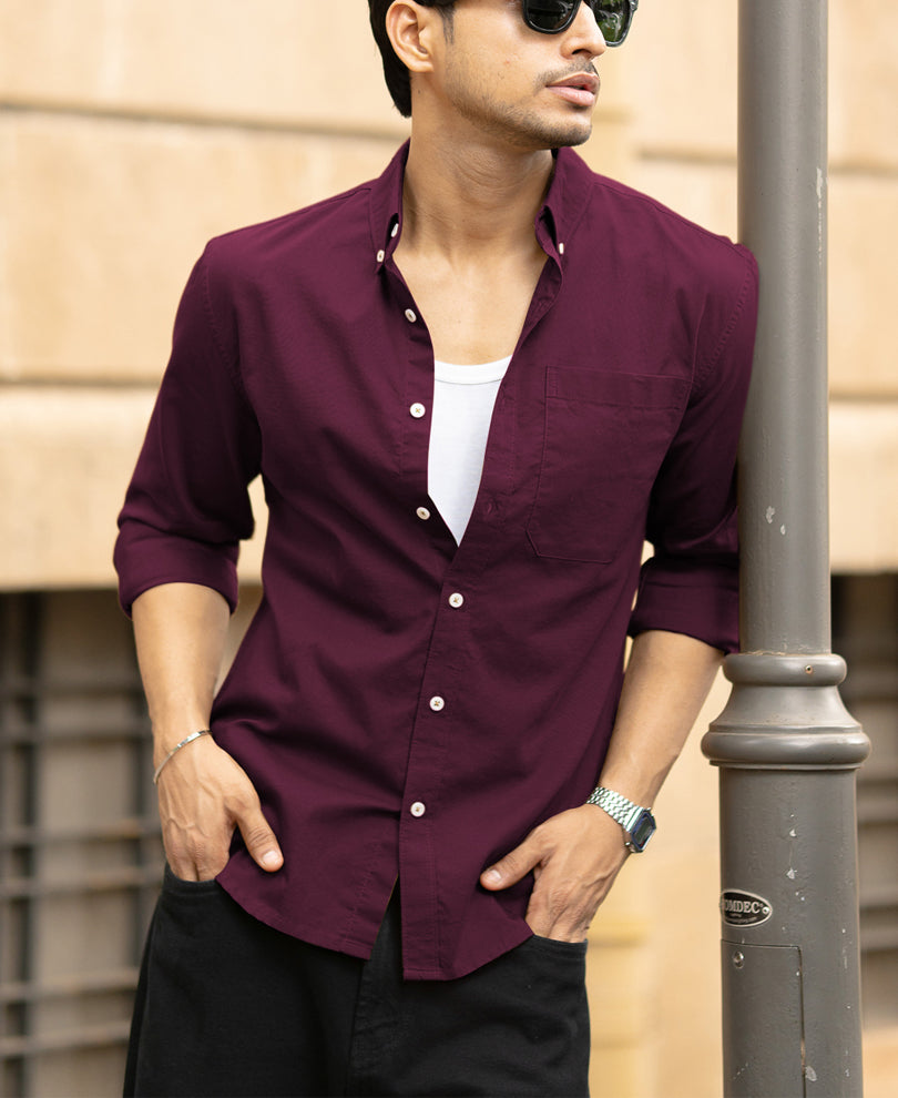 Wine Oxford Shirt.
