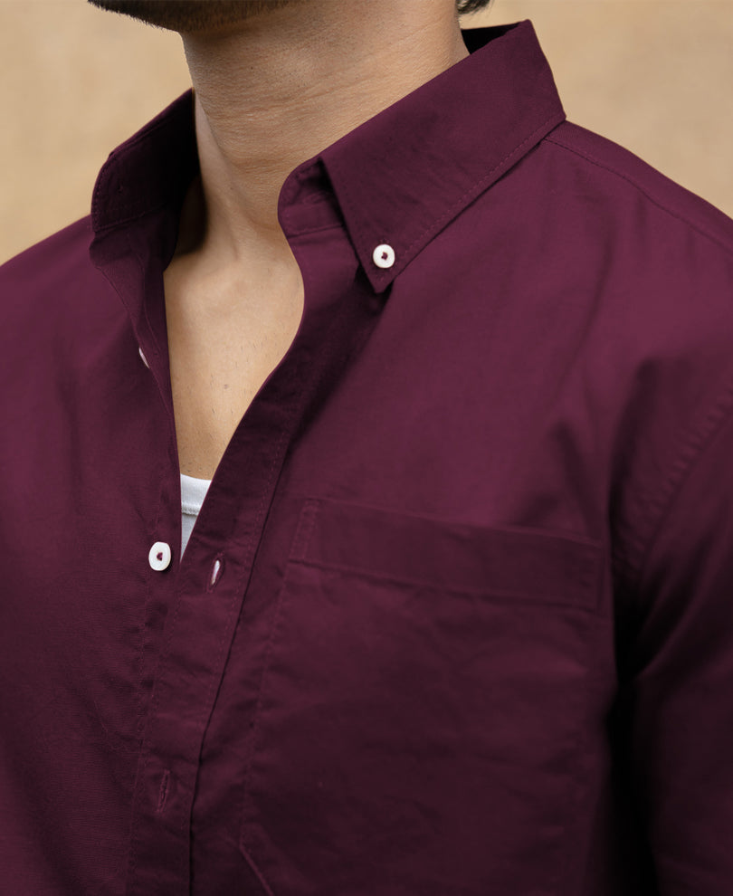 Wine Oxford Shirt.