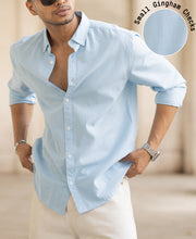 Blue Micro Checked Shirt.
