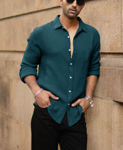 Teal Crinkled Lightweight Shirt.
