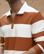 Tan Lightweight Striped T-Shirt.
