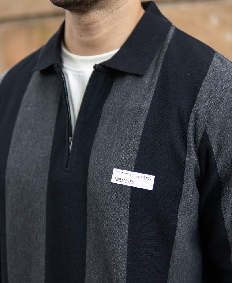 Grey And Black Stripe Lightweight T-Shirt.