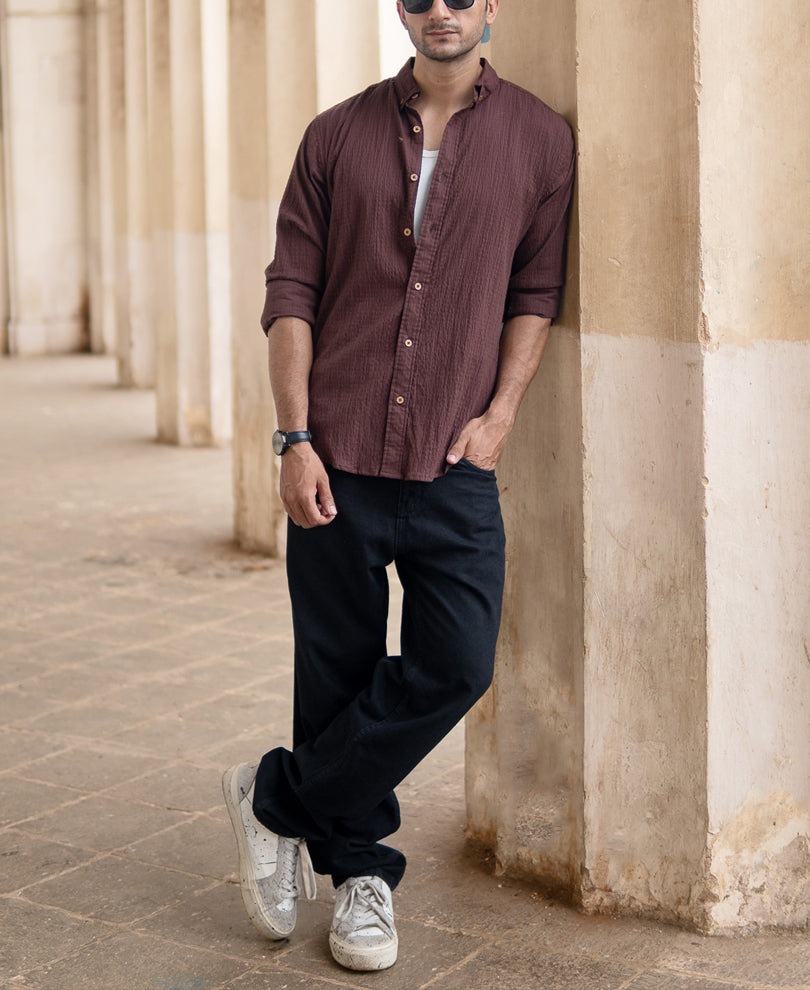 Brown Lightweight Structured Shirt.