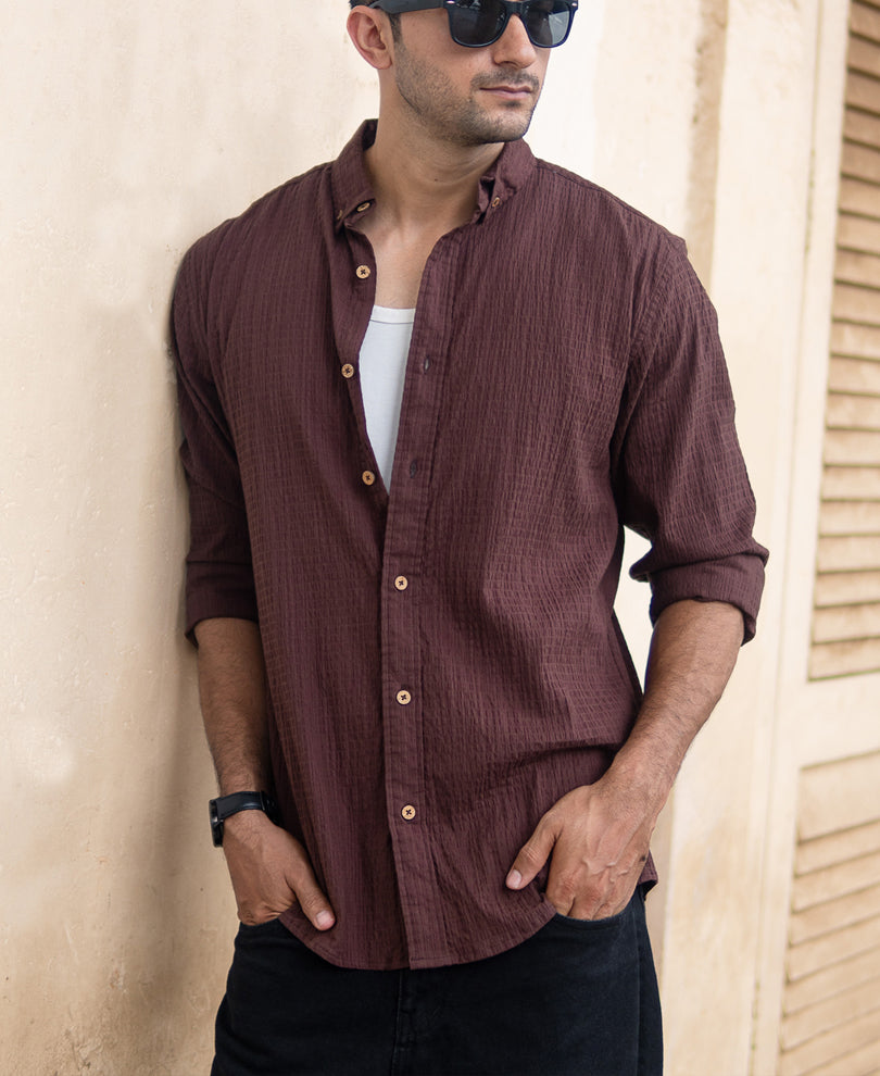 Brown Lightweight Structured Shirt.