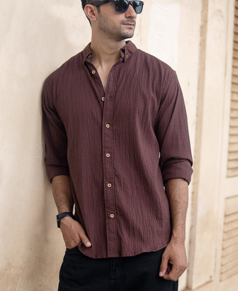 Brown Lightweight Structured Shirt.