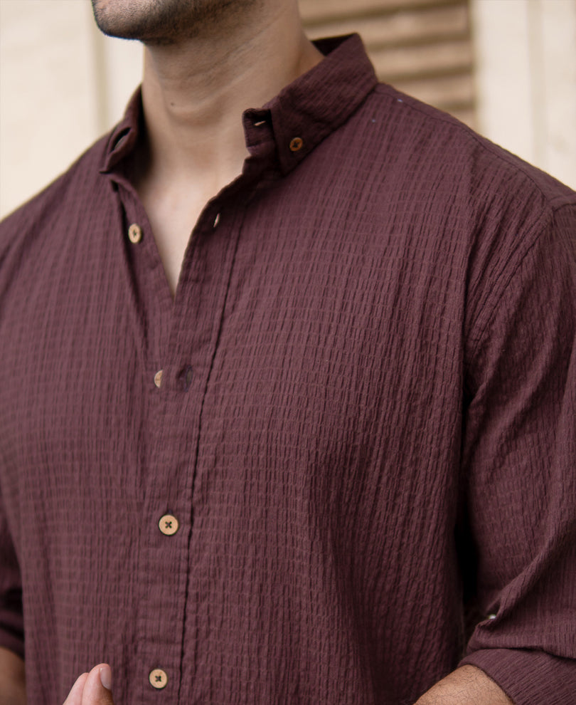 Brown Lightweight Structured Shirt.