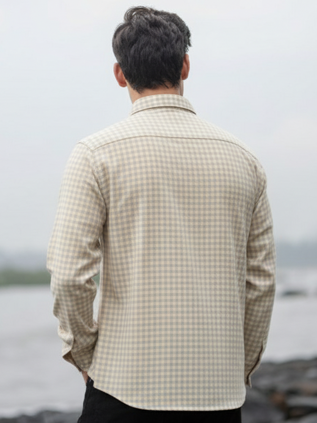 Beige  Checks Shirt.